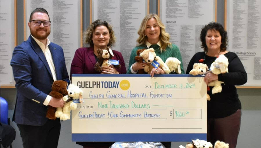 GuelphToday delivers a $9,000 donation to the Guelph General Hospital Foundation for funds raised in the 2024 Teddy Bear Caper